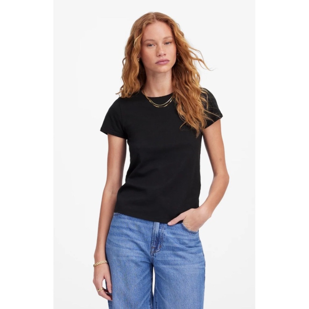 Madewell Essential Slim Tee in Lightweight Cotton Jet Black NWT Size Small